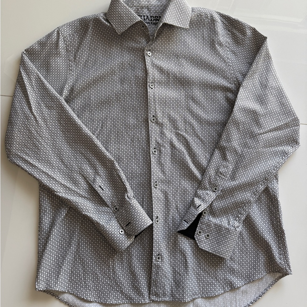 Cuadra Long Sleeve Cotton Gray Patterned Button D… - image 1